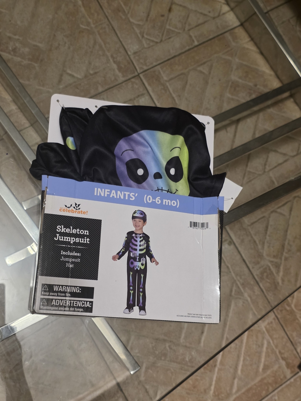 Infants Black Rainbow Skull Skeleton Jumpsuit Costume (0-6 mo)